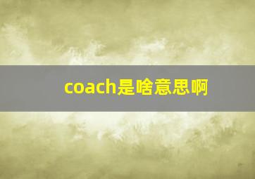 coach是啥意思啊