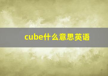 cube什么意思英语