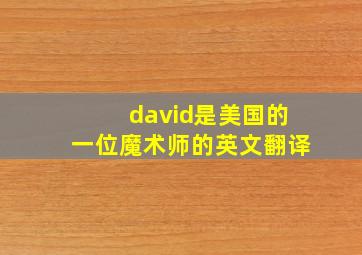 david是美国的一位魔术师的英文翻译