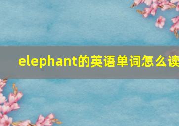 elephant的英语单词怎么读