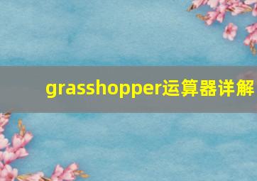 grasshopper运算器详解