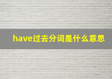 have过去分词是什么意思