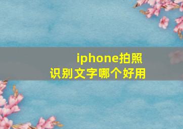 iphone拍照识别文字哪个好用