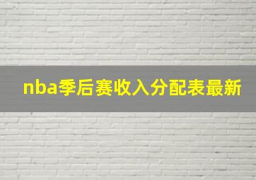 nba季后赛收入分配表最新