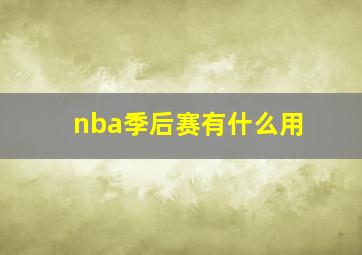 nba季后赛有什么用