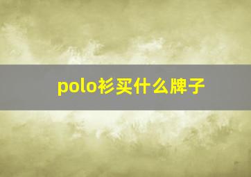 polo衫买什么牌子