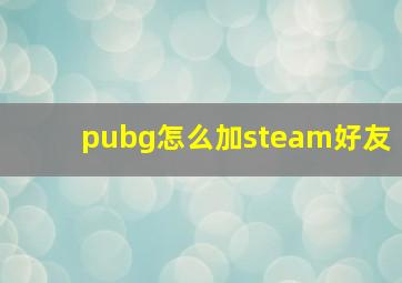 pubg怎么加steam好友