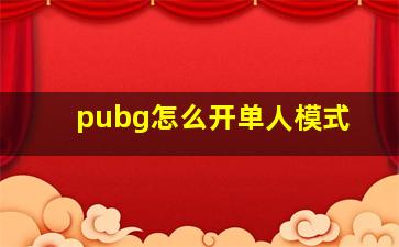 pubg怎么开单人模式