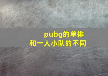 pubg的单排和一人小队的不同