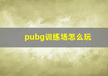 pubg训练场怎么玩