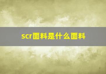 scr面料是什么面料