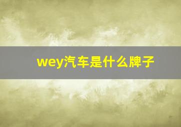 wey汽车是什么牌子