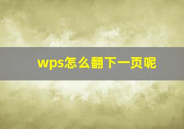 wps怎么翻下一页呢