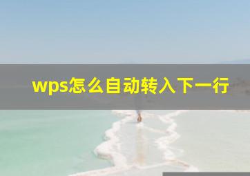 wps怎么自动转入下一行