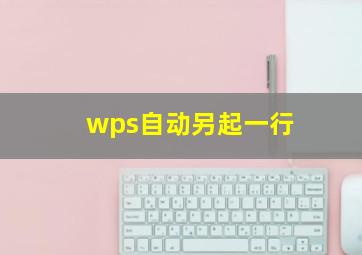 wps自动另起一行