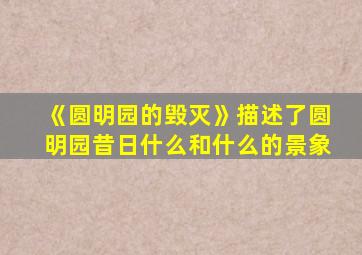 《圆明园的毁灭》描述了圆明园昔日什么和什么的景象