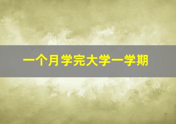 一个月学完大学一学期