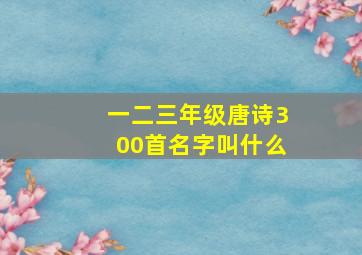 一二三年级唐诗300首名字叫什么