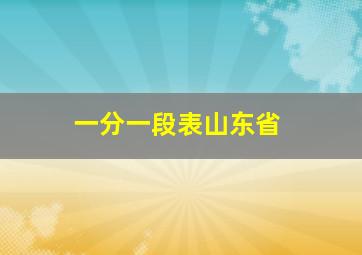 一分一段表山东省