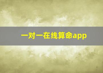 一对一在线算命app