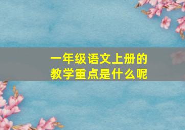 一年级语文上册的教学重点是什么呢