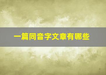 一篇同音字文章有哪些