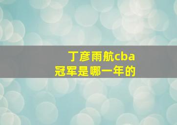 丁彦雨航cba冠军是哪一年的