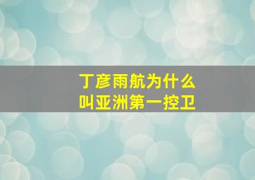 丁彦雨航为什么叫亚洲第一控卫