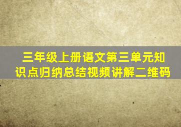 三年级上册语文第三单元知识点归纳总结视频讲解二维码