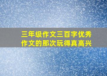 三年级作文三百字优秀作文的那次玩得真高兴