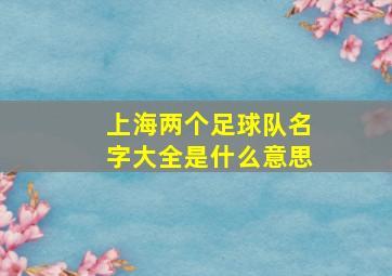 上海两个足球队名字大全是什么意思