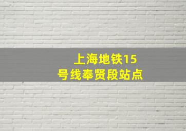 上海地铁15号线奉贤段站点