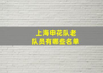 上海申花队老队员有哪些名单