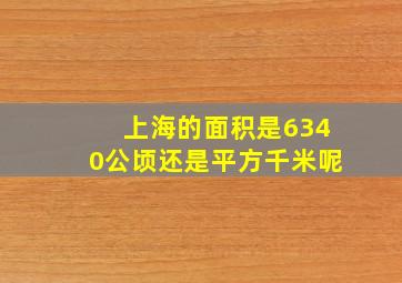 上海的面积是6340公顷还是平方千米呢