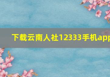 下载云南人社12333手机app