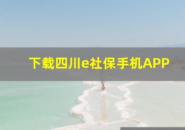 下载四川e社保手机APP