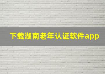 下载湖南老年认证软件app