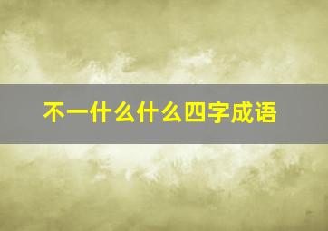 不一什么什么四字成语