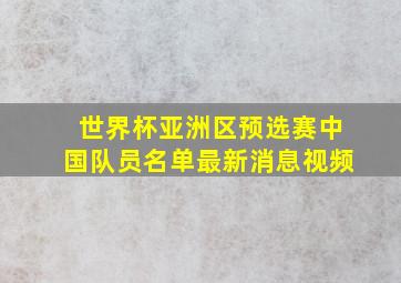 世界杯亚洲区预选赛中国队员名单最新消息视频