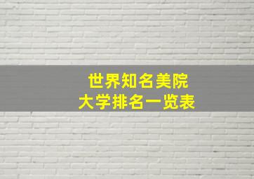 世界知名美院大学排名一览表