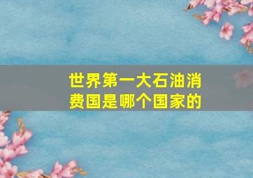 世界第一大石油消费国是哪个国家的