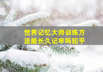 世界记忆大师训练方法能长久记牢吗知乎