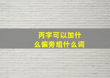 丙字可以加什么偏旁组什么词