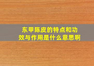 东甲陈皮的特点和功效与作用是什么意思啊