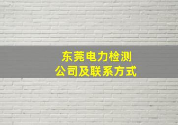 东莞电力检测公司及联系方式