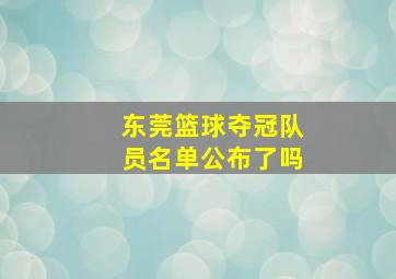 东莞篮球夺冠队员名单公布了吗