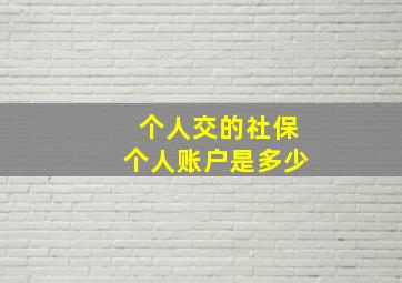 个人交的社保个人账户是多少