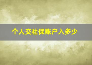 个人交社保账户入多少