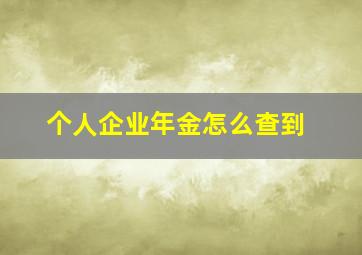 个人企业年金怎么查到