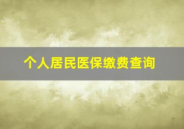 个人居民医保缴费查询